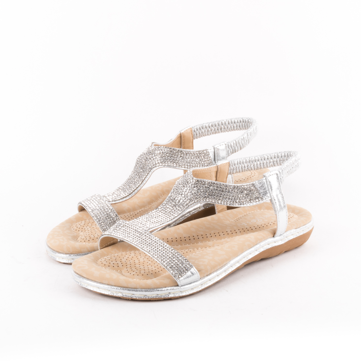 Damerose - Sandali con brillantini e cinturino elastico sul tallone –  Argento, Nero - MitShopping - Abbigliamento e scarpe