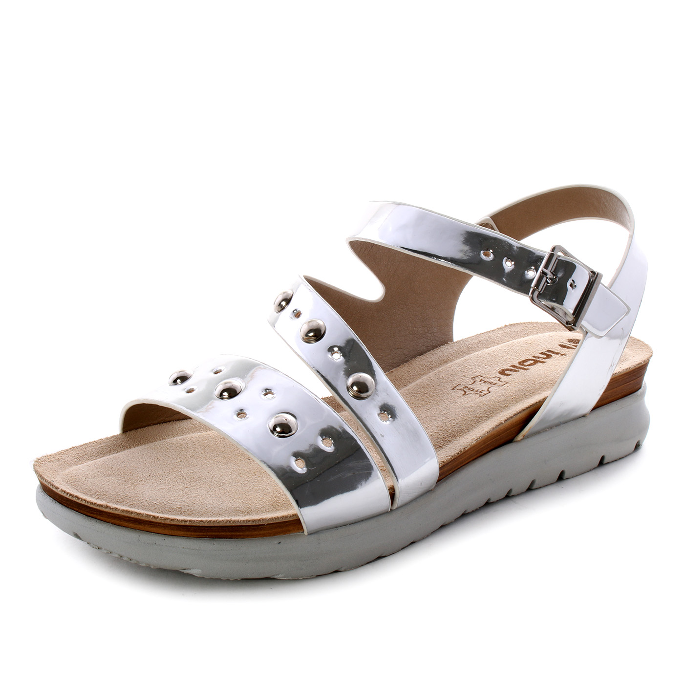 Inblu - Sandali aperti metallizati con borchie da donna - Argento, Grigio -  MitShopping - Abbigliamento e scarpe